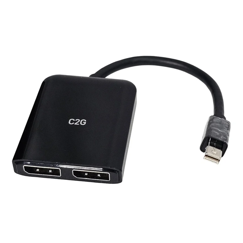 C2G 54290 Mini DisplayPort To Dual DisplayPort MST Hub Adapter Splitter Black